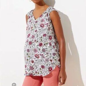 Loft maternity floral chiffon tank top small